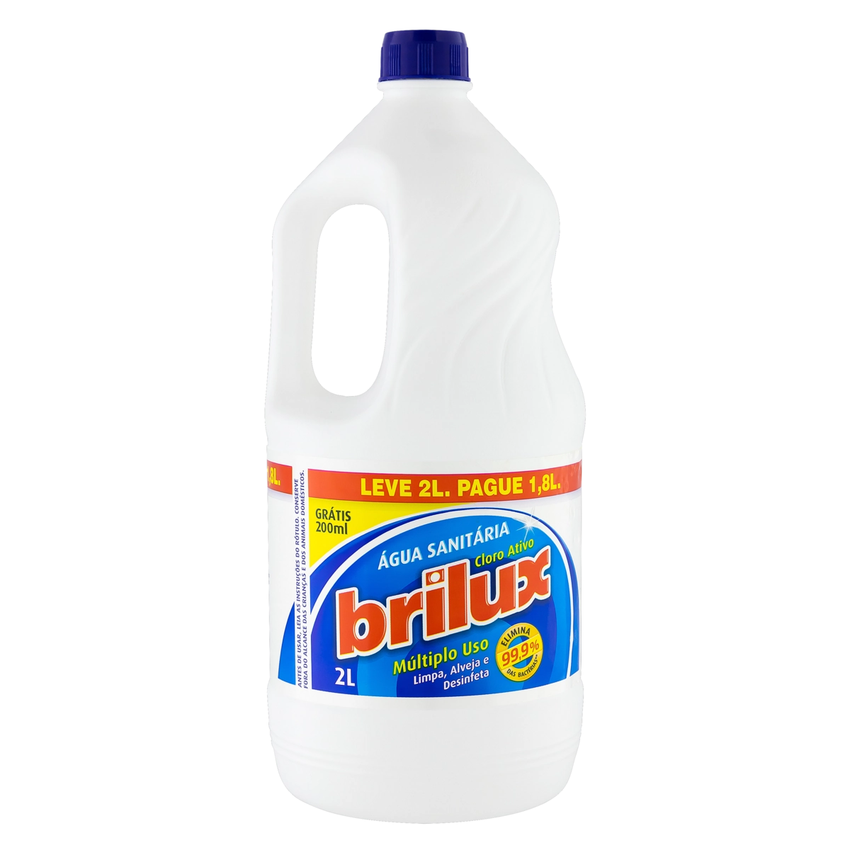 água Sanitária Brilux Frasco Leve 2l Pague 1,8l