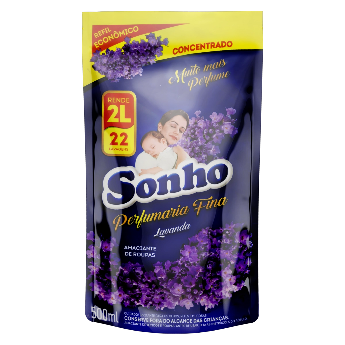 Amaciante De Roupa Concentrado Lavanda Sonho Perfumaria Fina Sachê 500ml Refil Econômico