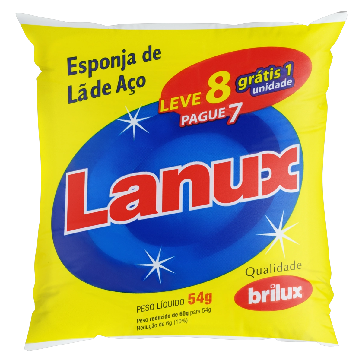 Esponja Aço Lanux 54g Leve 8 Pague 7 Unidades