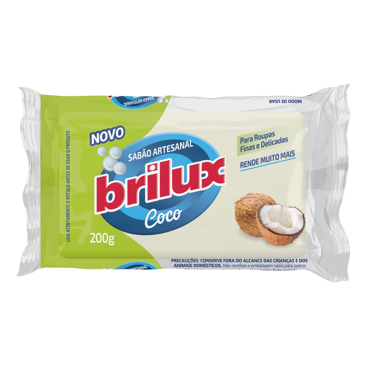 Sabão Barra Artesanal Coco Brilux Flow Pack 200g