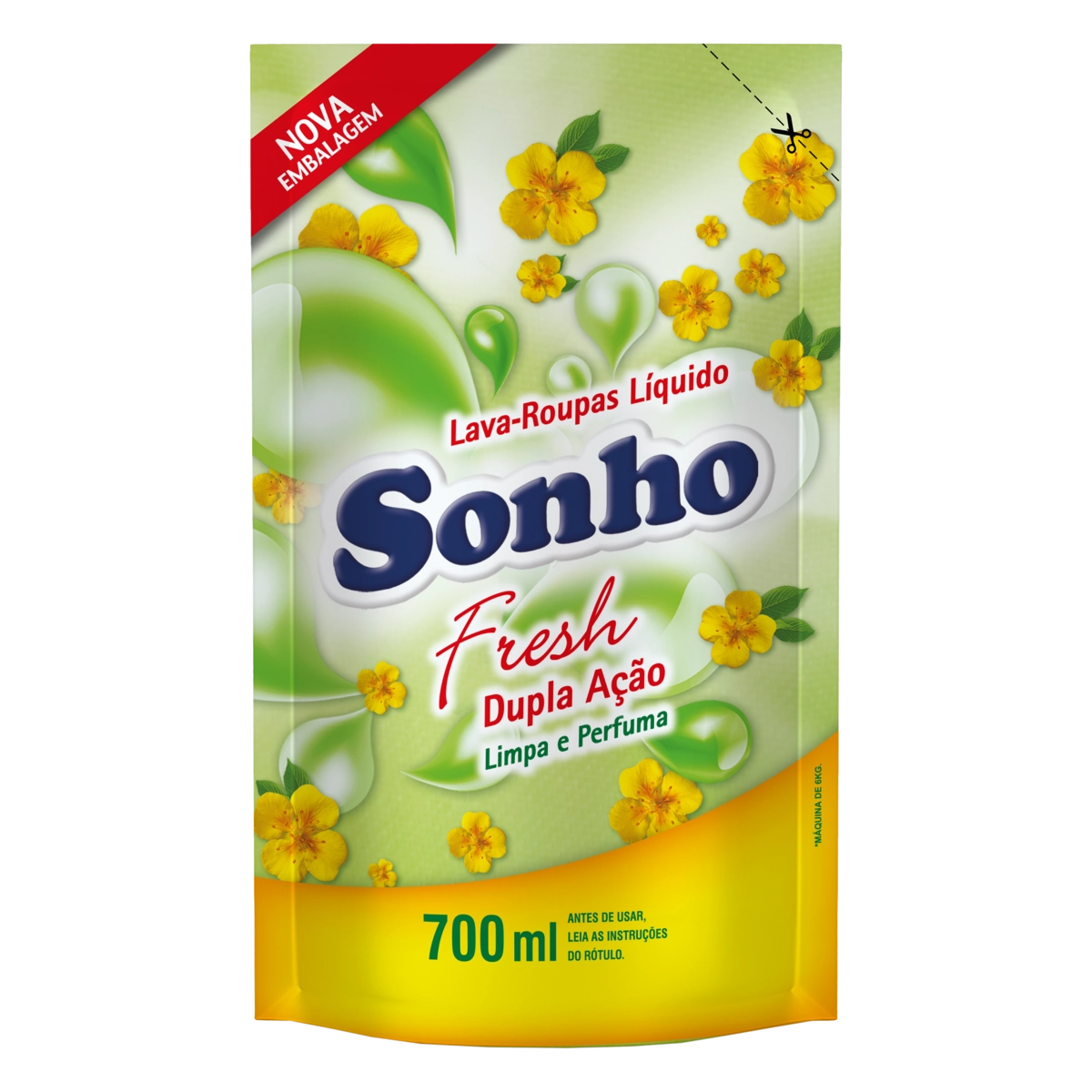 Lava Roupas Líquido Fresh Sonho Dupla Ação Sachê 700ml Refil