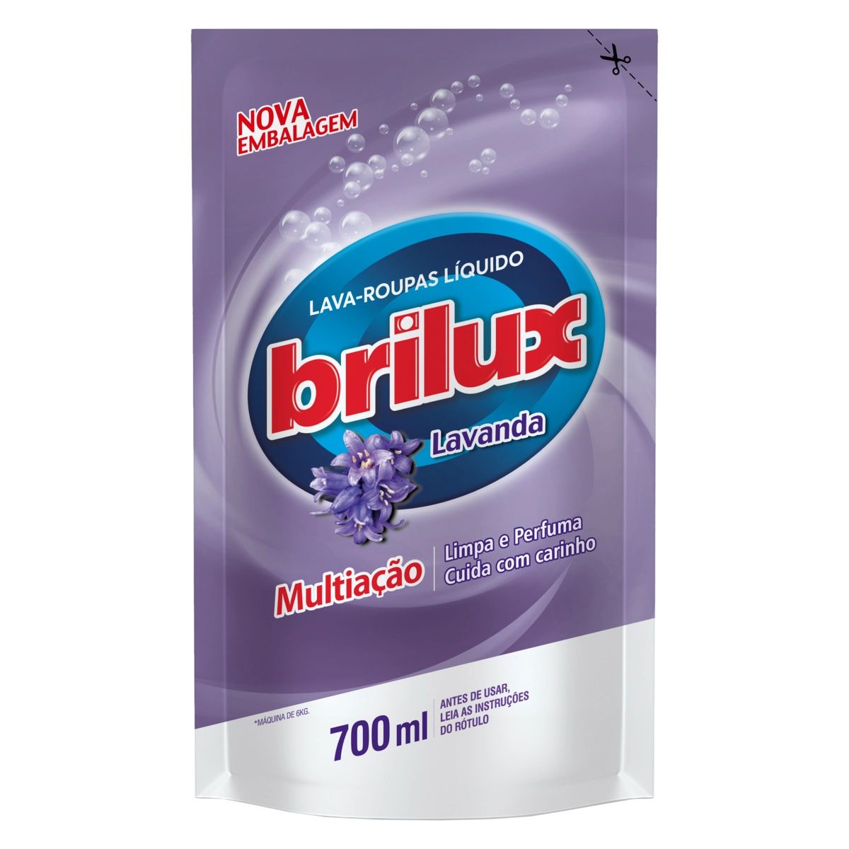 Lava Roupas Líquido Lavanda Brilux Multiação Sachê 700ml Refil