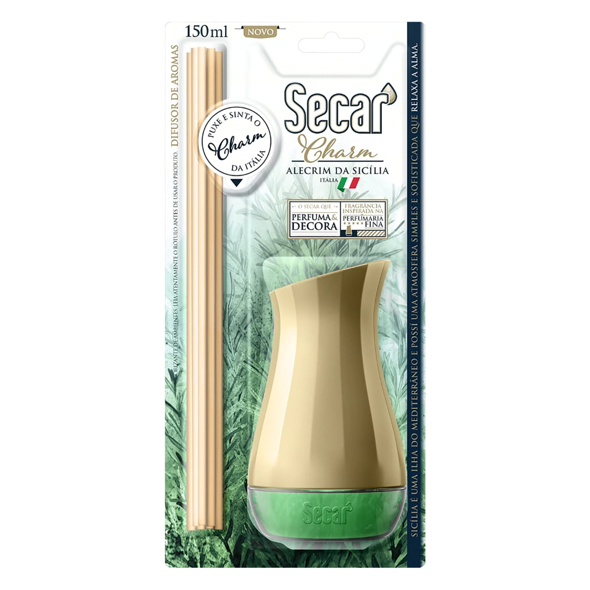 Difusor de Aromas Alecrim da Sicília Secar Charm Blister 150ml