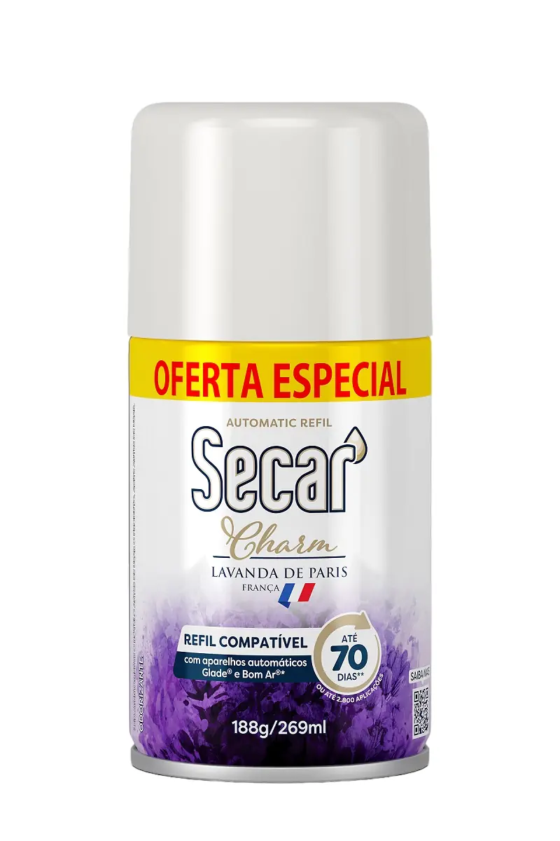 Odorizador De Ambiente Aerossol Lavanda De Paris Secar Charm Frasco 269ml Spray Refil