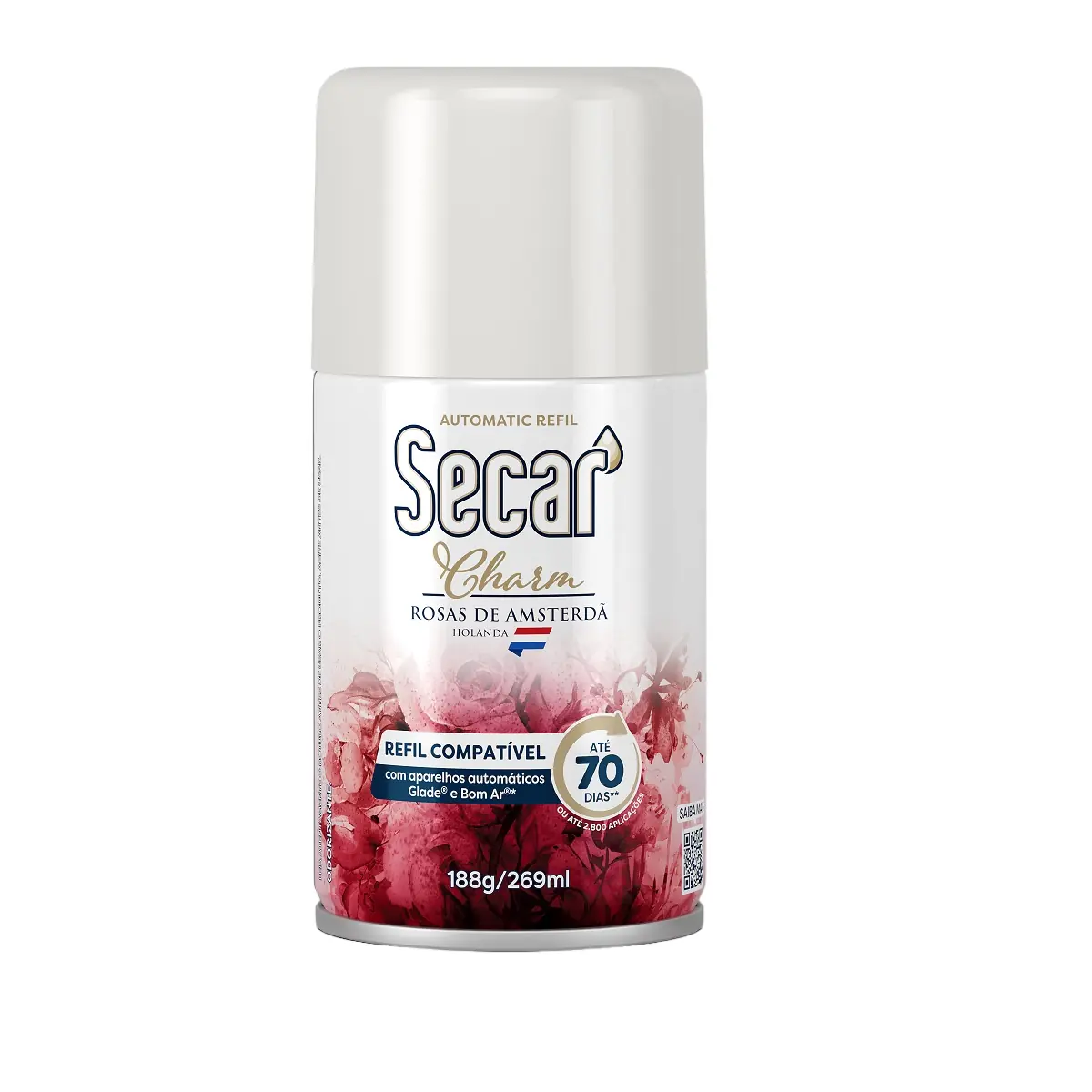 Odorizador De Ambiente Aerossol Rosas De Amsterdã Secar Charm Frasco 269ml Spray Refil