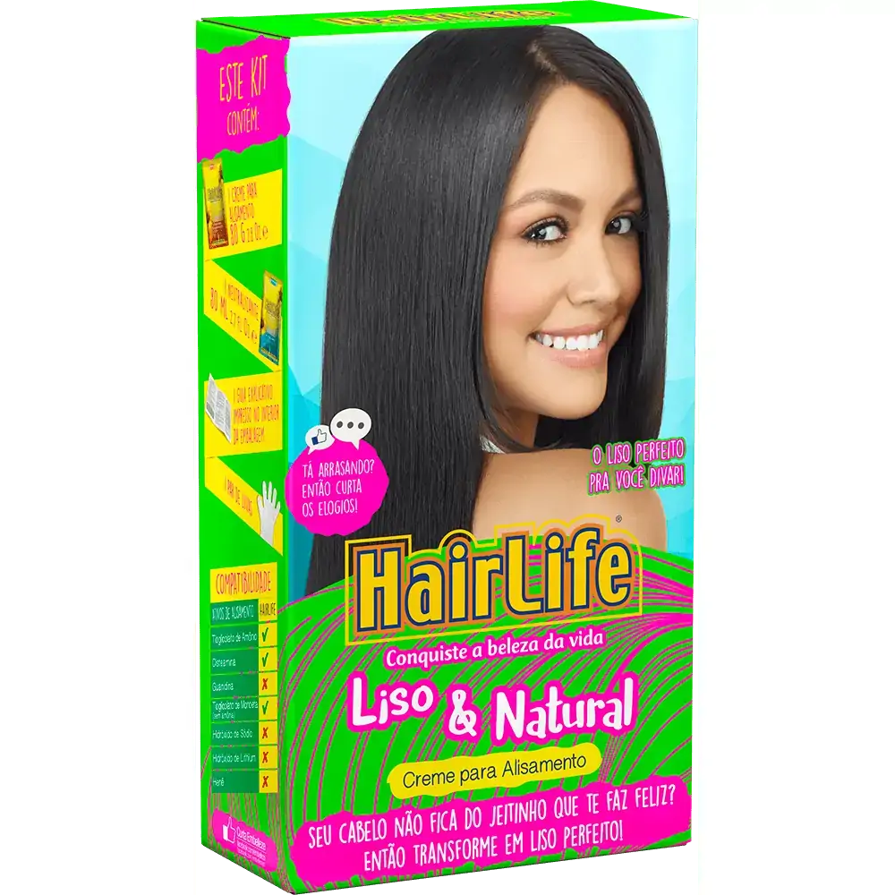 Alisante Creme Hairlife Liso Natural Caixa 80g