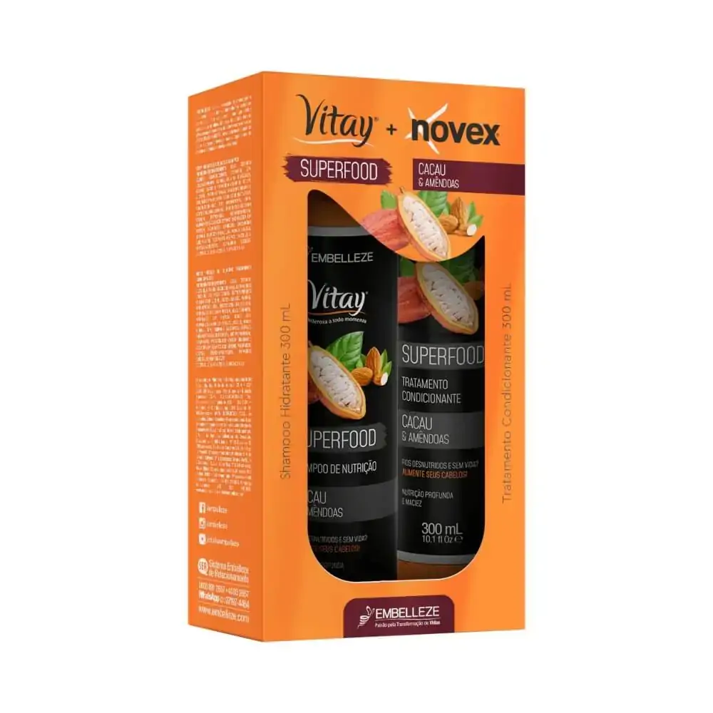 Kit Sh 300ml Cond 300ml Novex Cacau E