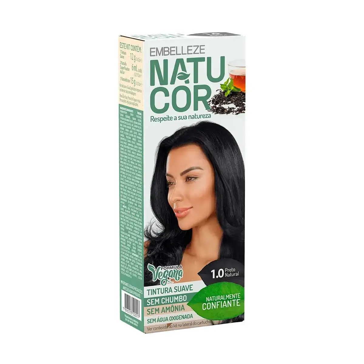 Tintura Permanente Natucor 75g 1.0 Preto Natural Chá Preto Unit