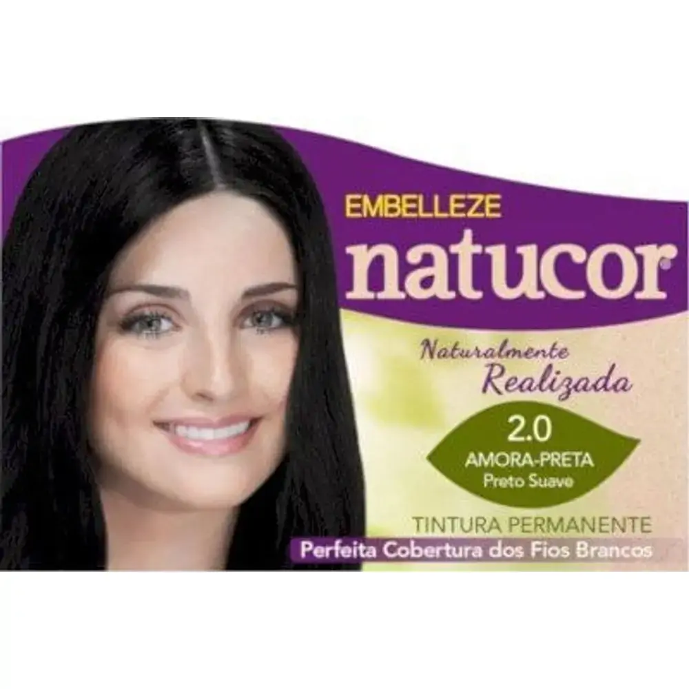 Tintura Permanente Natucor 75g 2.0 Preto Suave Amora Preta Unit