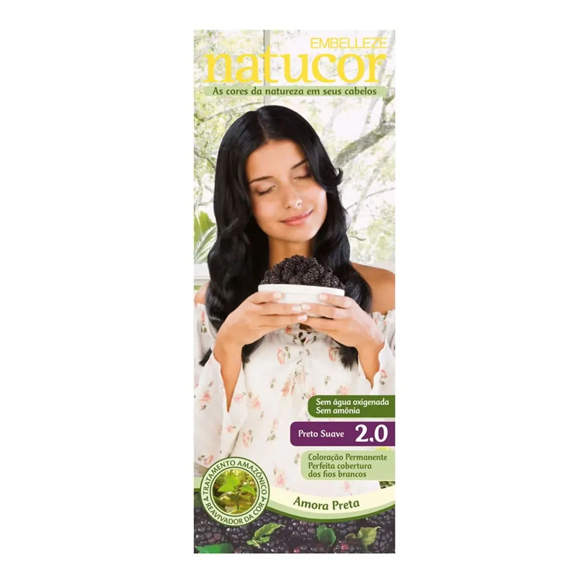 Tintura Permanente Natucor 24g 2.0 Preto Suave Amora Preta Unit