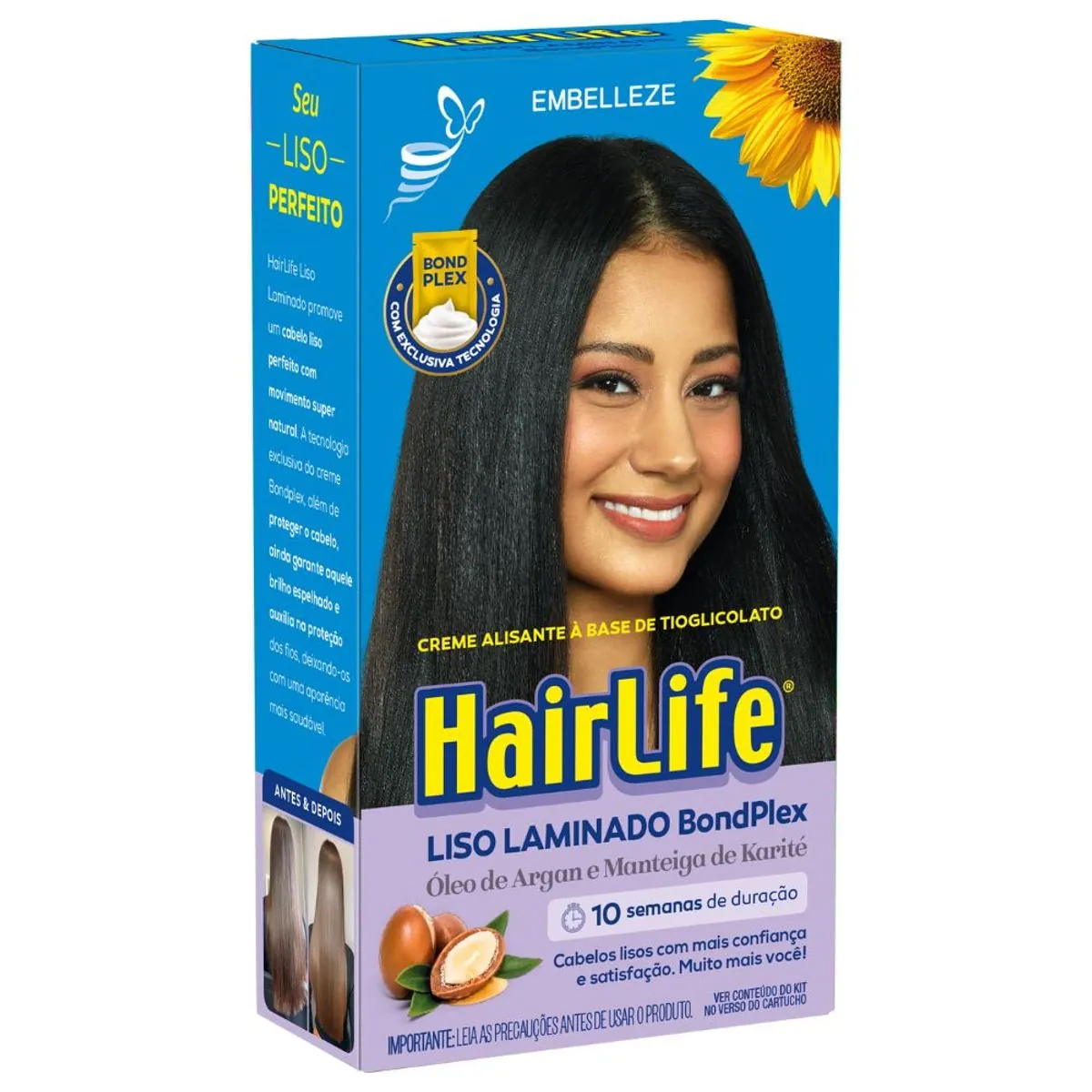 Máscara Capilar Hidratante 430g E Creme Alisante Liso Laminado 180g Hairlife