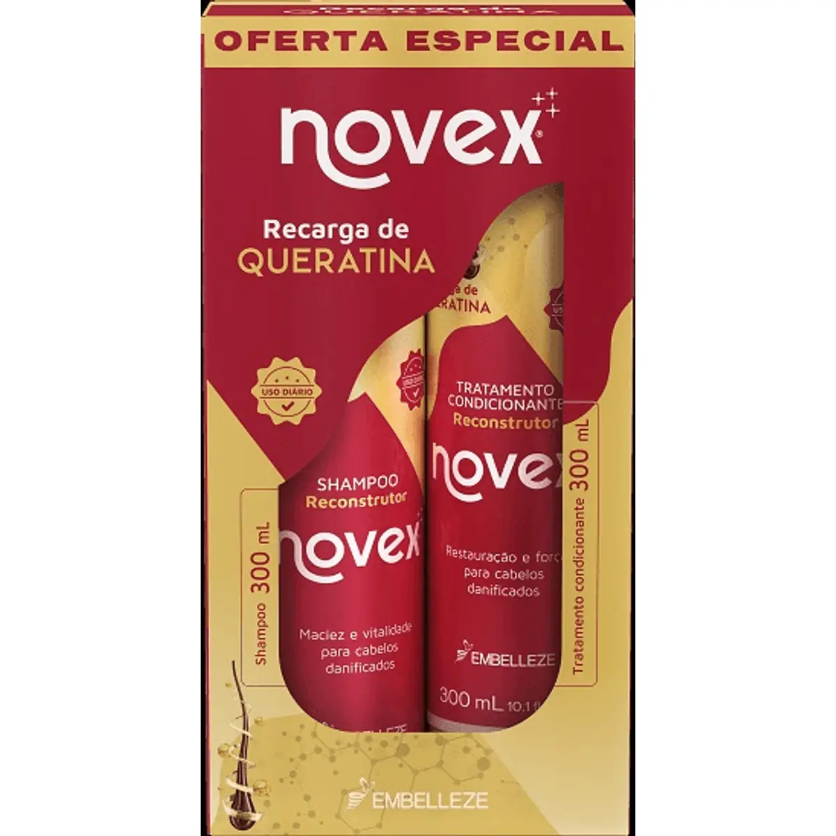 Kit Novex Sh Cond 300ml Recarga De Queratina