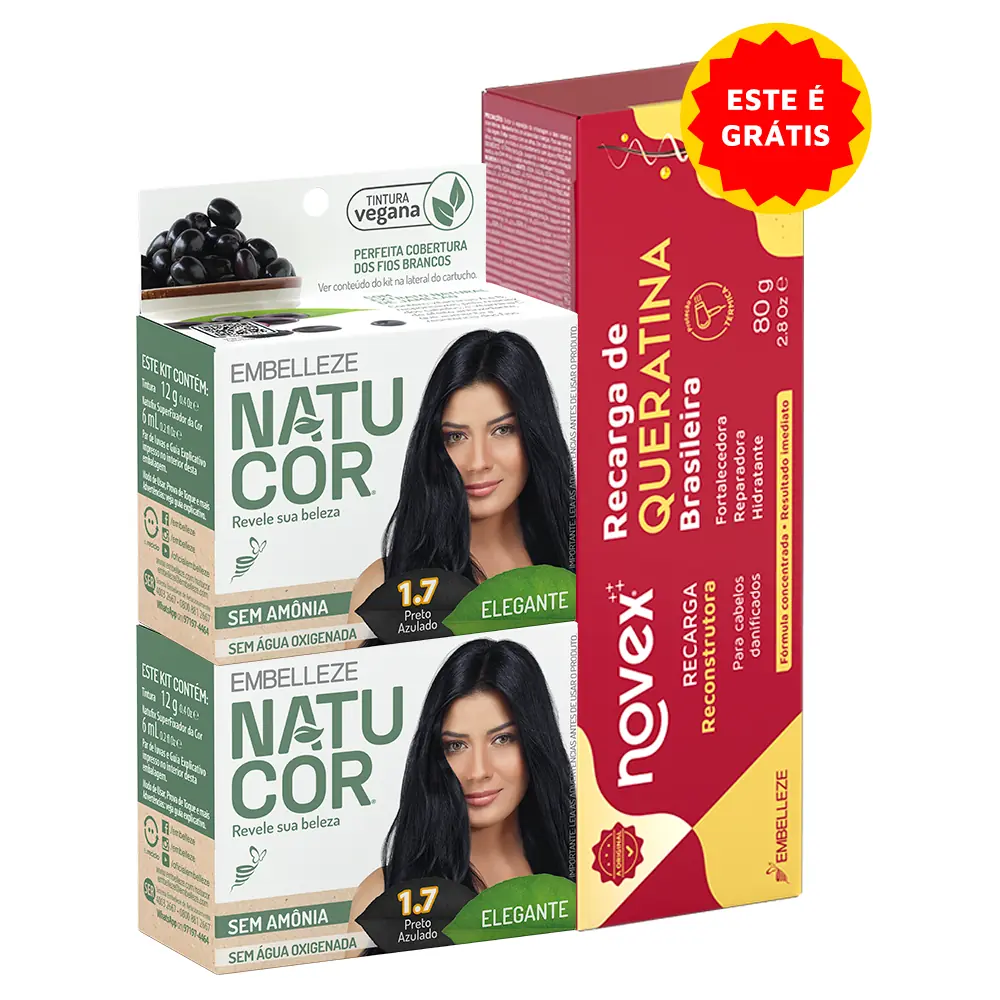 Tint Natucor Film C/02 Gts 1 Recarga Quer 80g 1.7 Preto Azulado