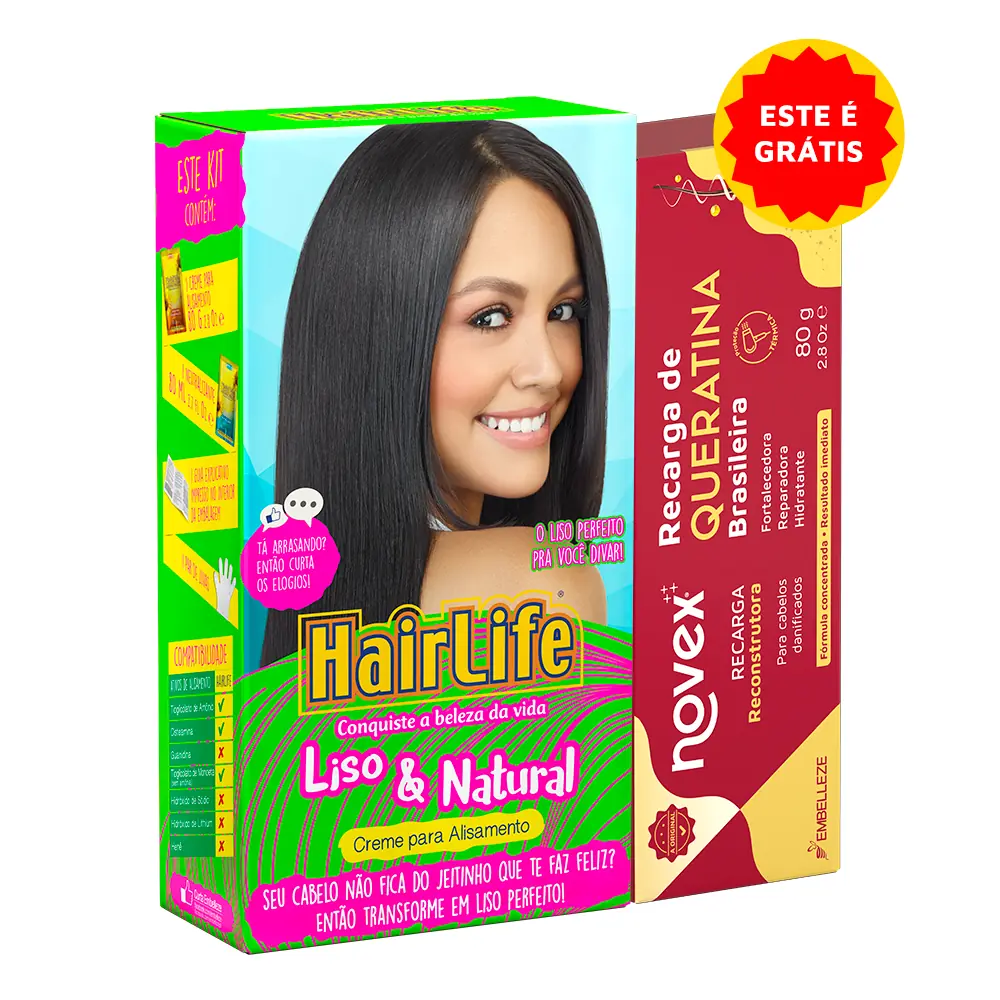 Cr Alis Hair Life Liso Natural Karite Gts Recarga Queratina 80g