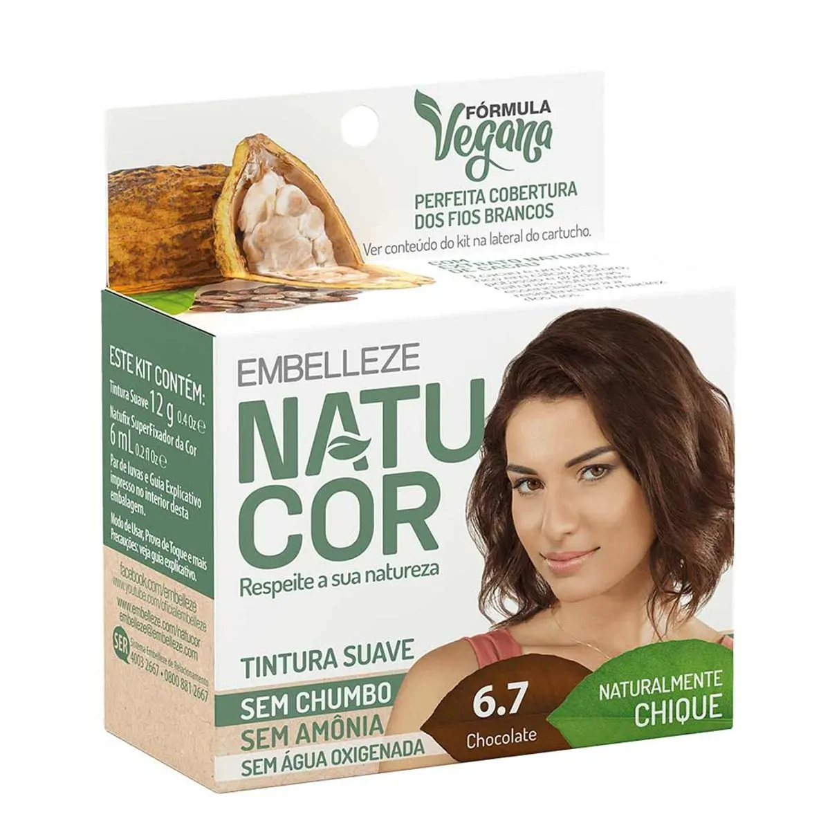 Tintura Permanente Natucor 24g 6.7 Louro Escuro Marrom Chocolate Unit