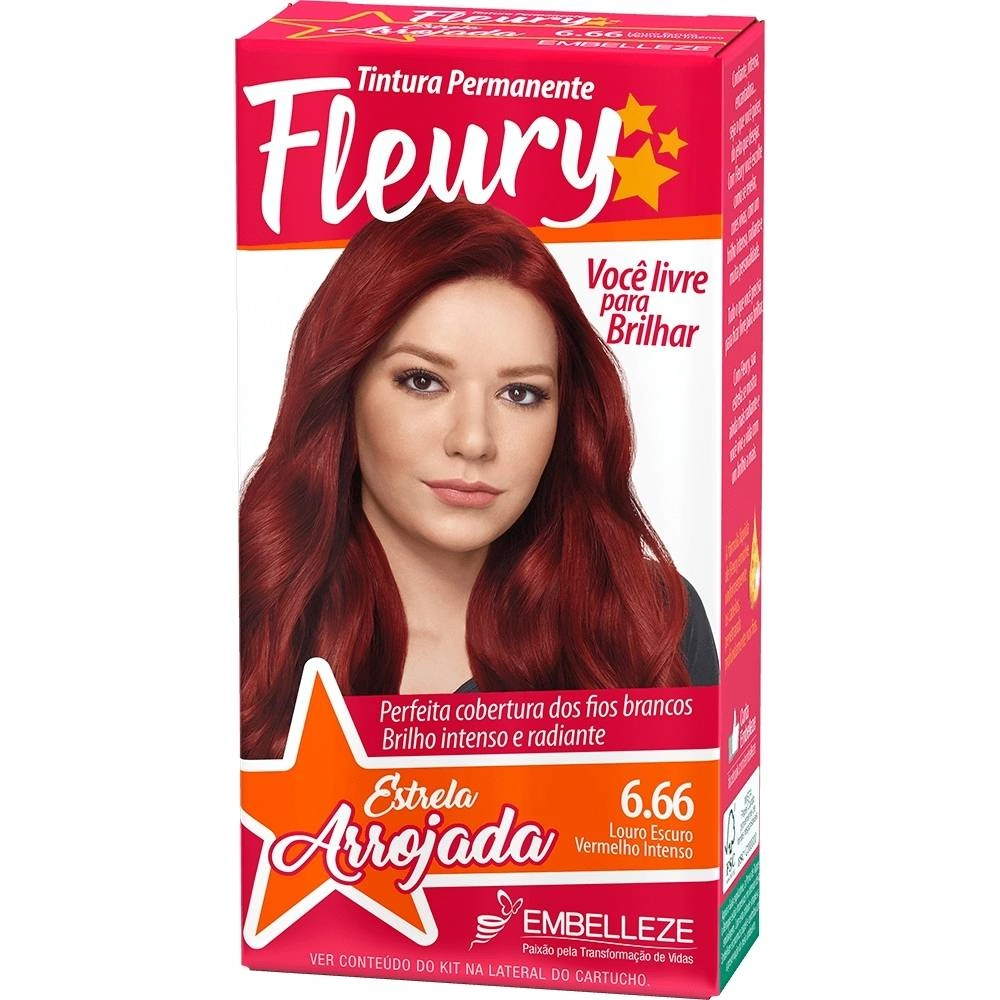 Tintura Embelleza Fleury Coloração Especial 6.66 Vermelho Brilhante Reacender