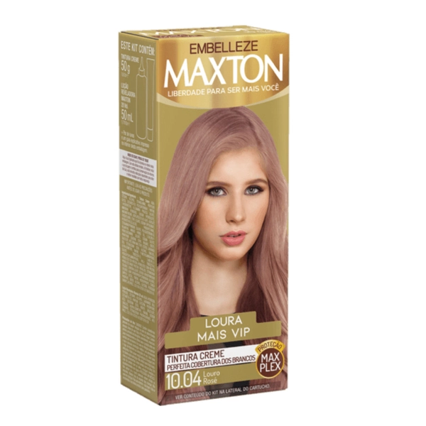 Kit Tintura Creme 10.04 Louro Rosé Maxton
