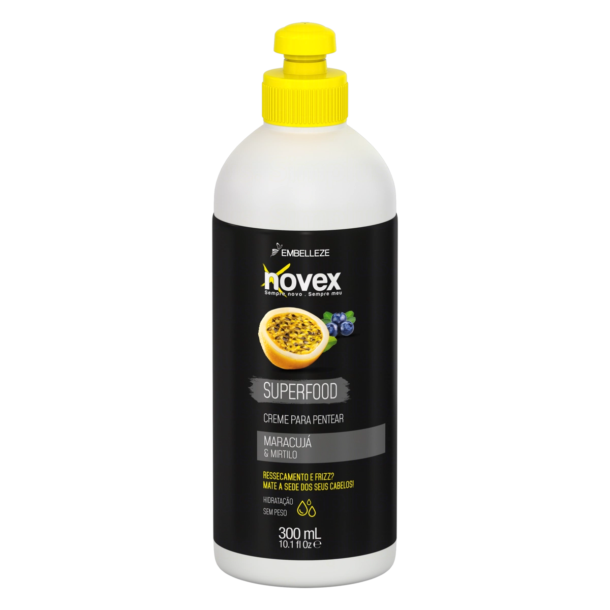 Creme Para Pentear Maracujá Mirtilo Novex Superfood Frasco 300ml