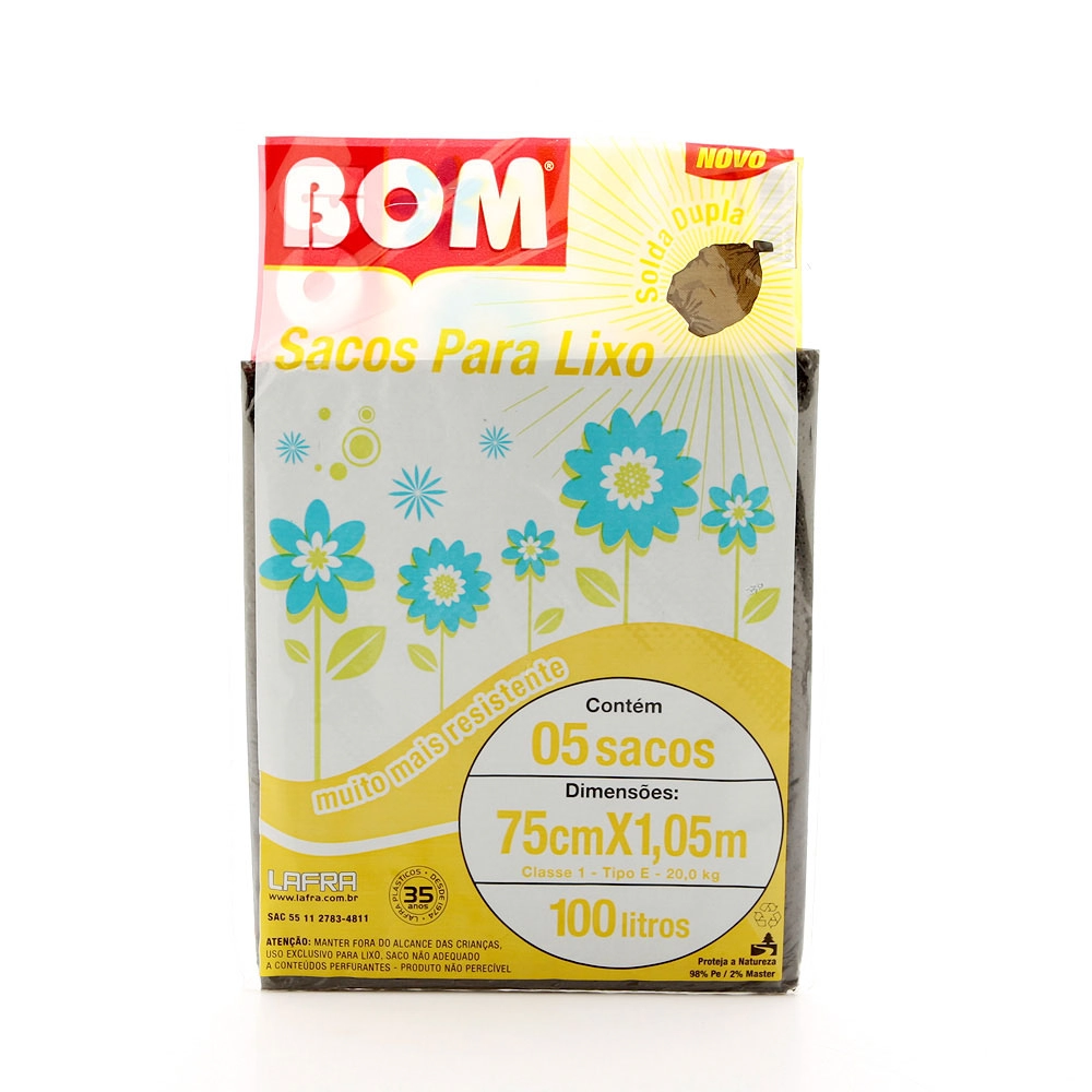 Saco De Lixo Bom Reforcado C/5 Unidade