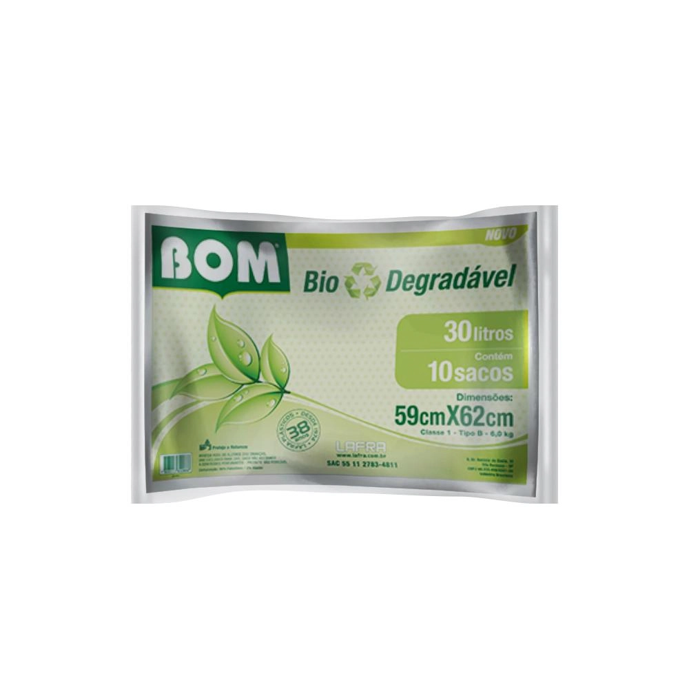 Saco De Lixo Bom Bio Azul 30lts C/10