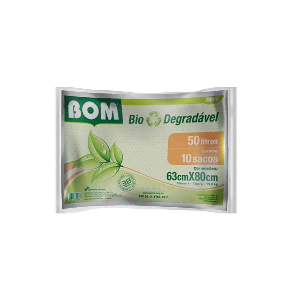 Saco De Lixo Bom Bio Azul 50lts C/10