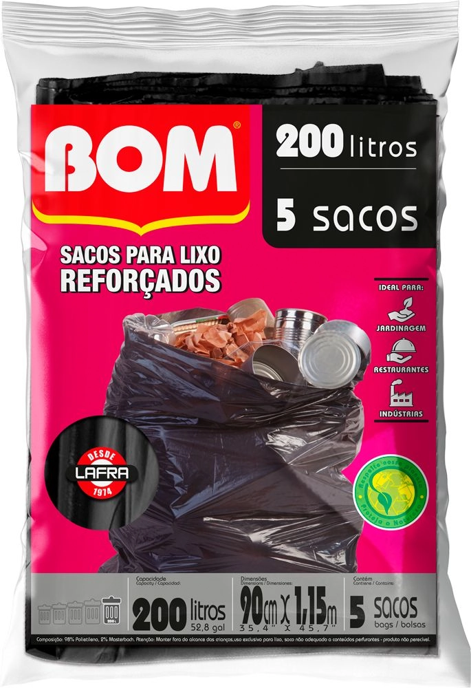 Saco De Lixo Bom Reforcado C/5 Unidade