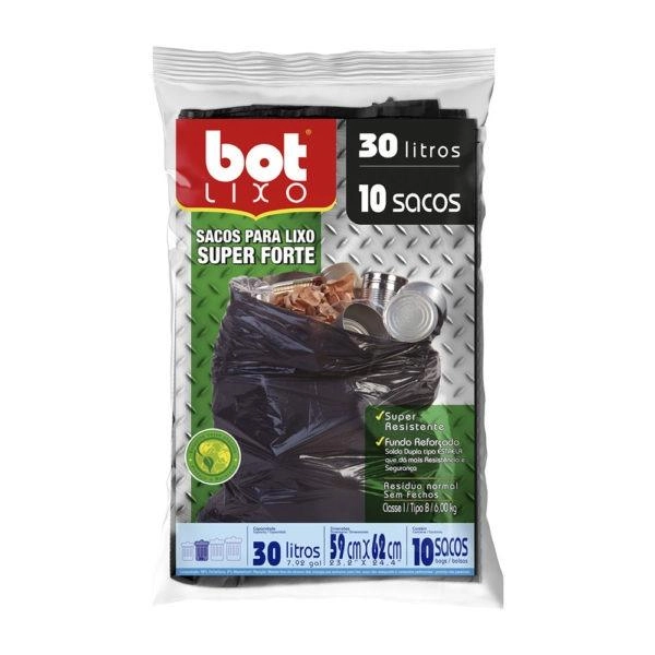 Saco Lixo Super Forte Pr 30 Lts