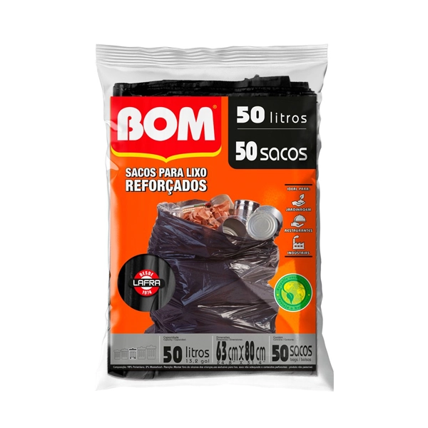 Saco Lixo Super Forte Pr 50 Lts