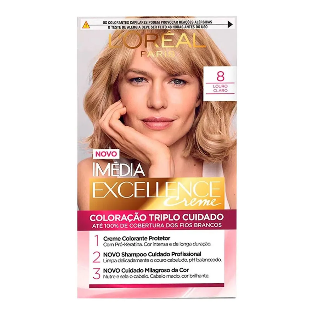 Tintura L Oréal Imédia Excellence Creme Nº 8 Louro Claro 1 Unidade