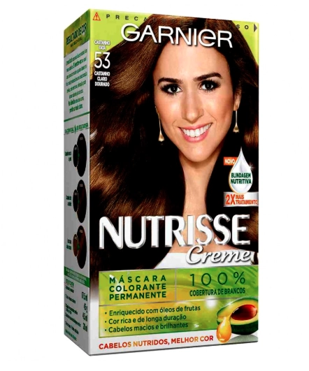 Tintura Nutrisse 53 Castanho Tata Castanho Claro Dourado Garnier