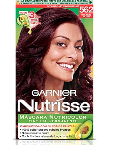 Tintura Nutrisse 562 Vermelho Juliana Castanho Claro Vermelho Irisado Garnier