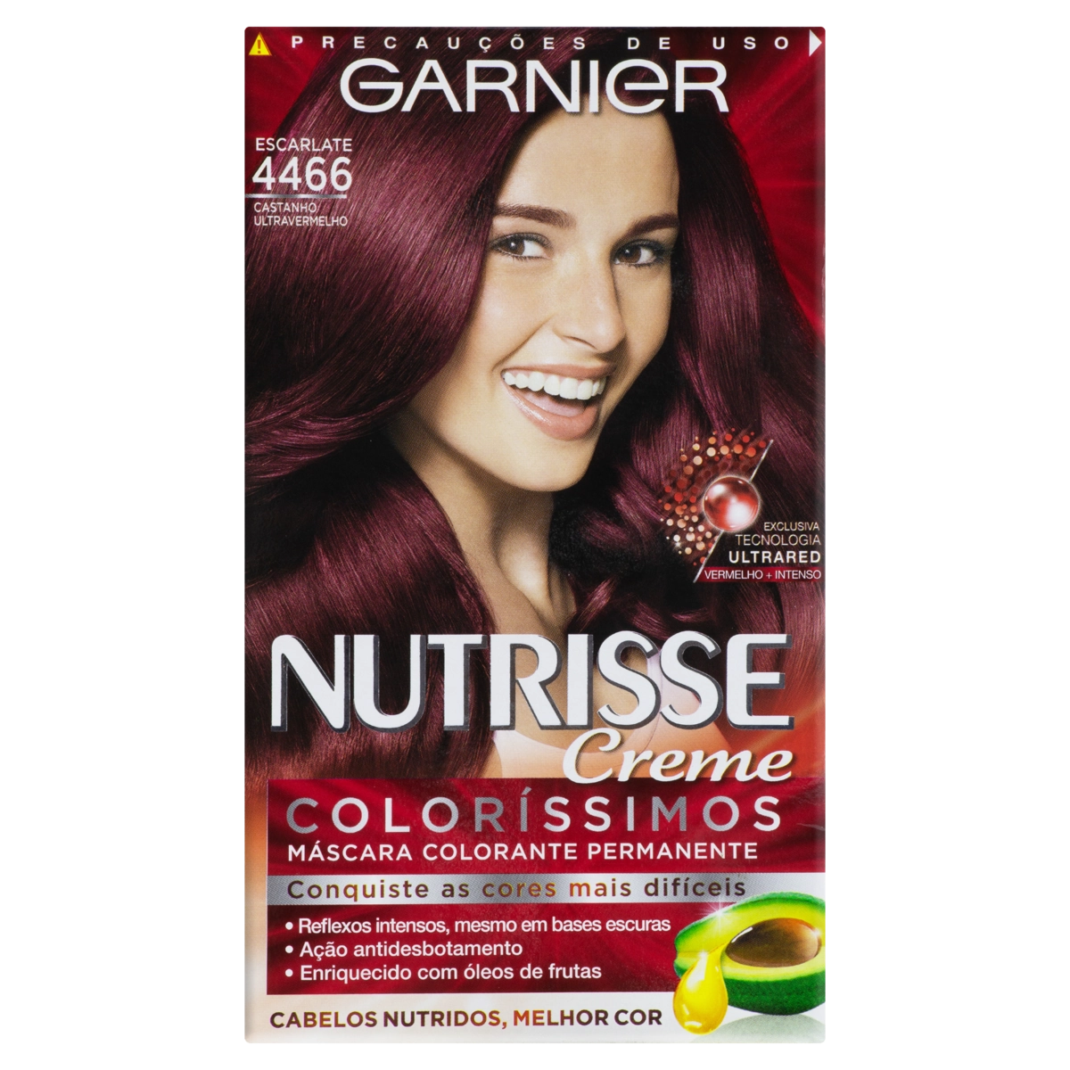 Kit Máscara Colorante Creme 4466 Castanho Ultravermelho Garnier Nutrisse Coloríssimos