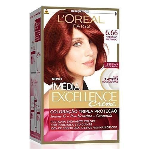 Tinta Imedia Excellence 6.66 Vermelho Acetinado Loreal