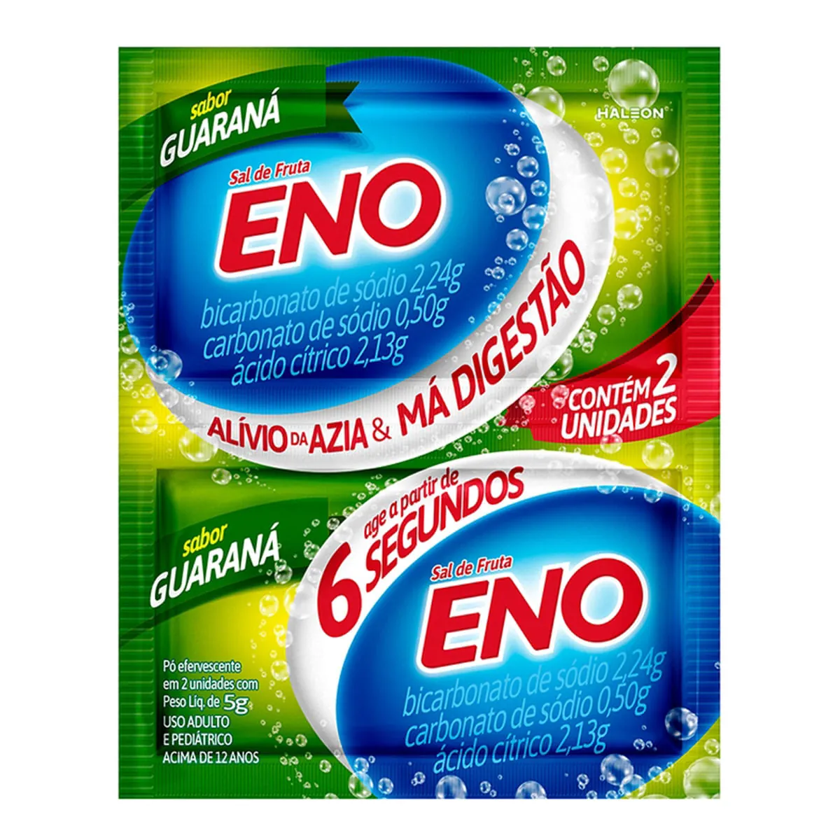 Sal De Fruta Guaraná Eno Envelope 2 Unidades 5g Cada Pó Efervescente