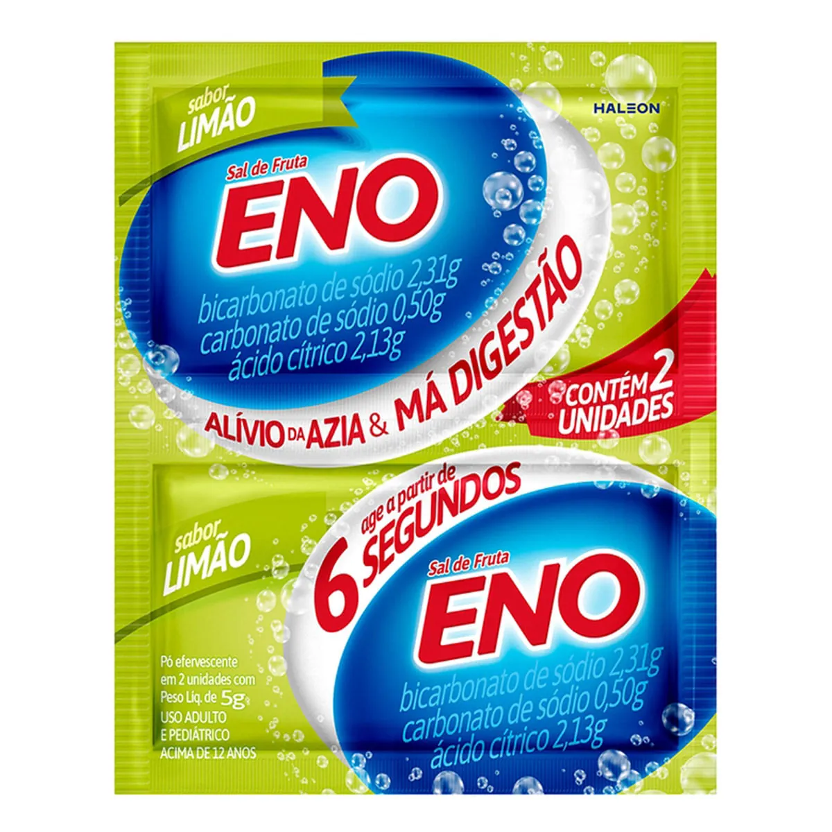 Sal De Fruta Limão Eno Envelope 2 Unidades 5g Cada Pó Efervescente