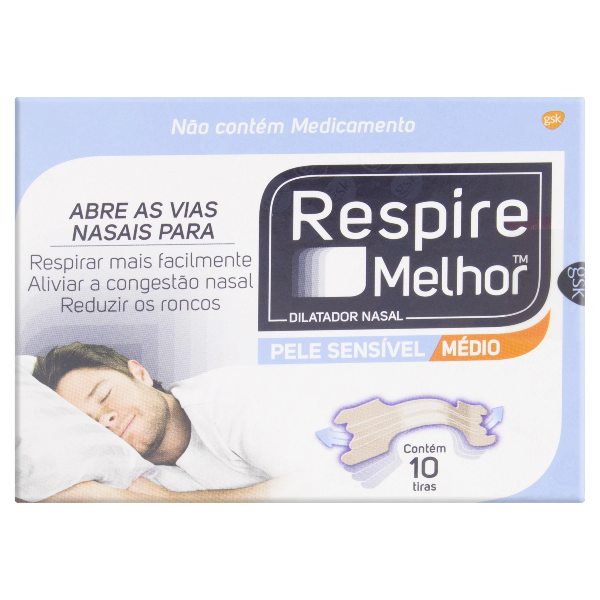 Dilatador Nasal Pele Sensível Respire Melhor Médio 10 Unidades
