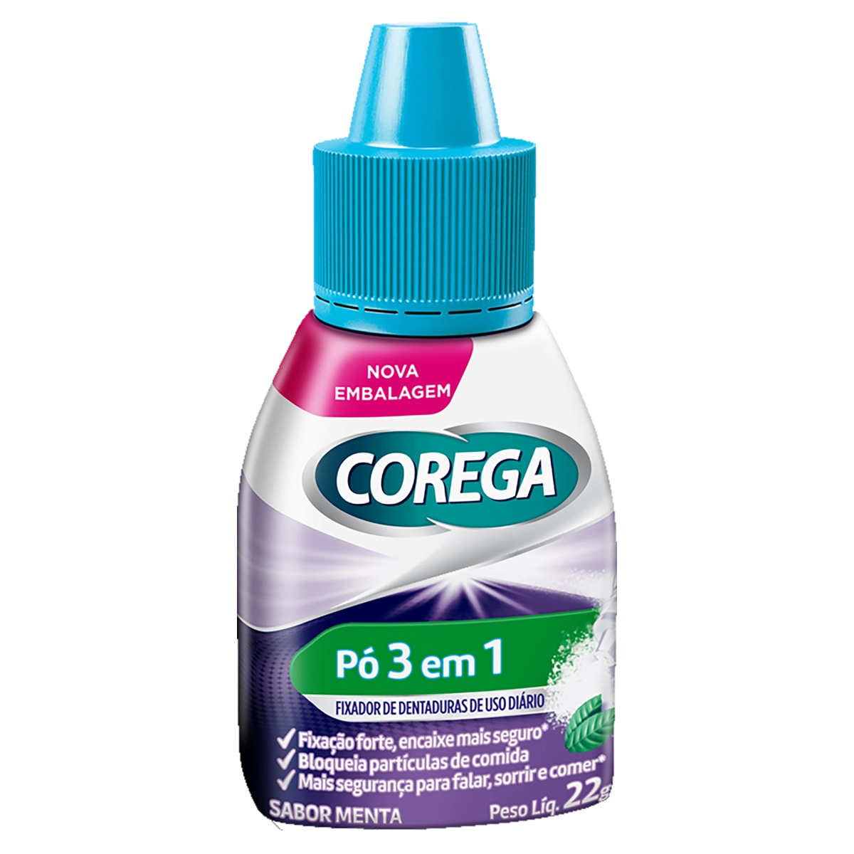 Fixador De Dentadura Pó Menta Corega Frasco 22g