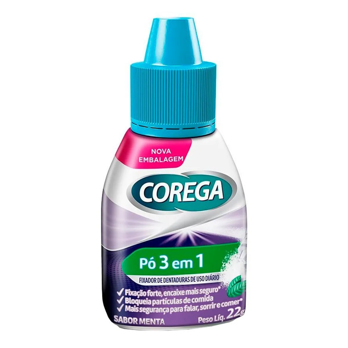 Fixador De Dentadura Pó Menta Corega Frasco 22g