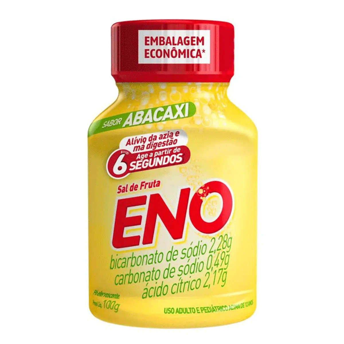 Sal De Fruta Abacaxi Eno Frasco 100g Pó Efervescente Embalagem Econômica