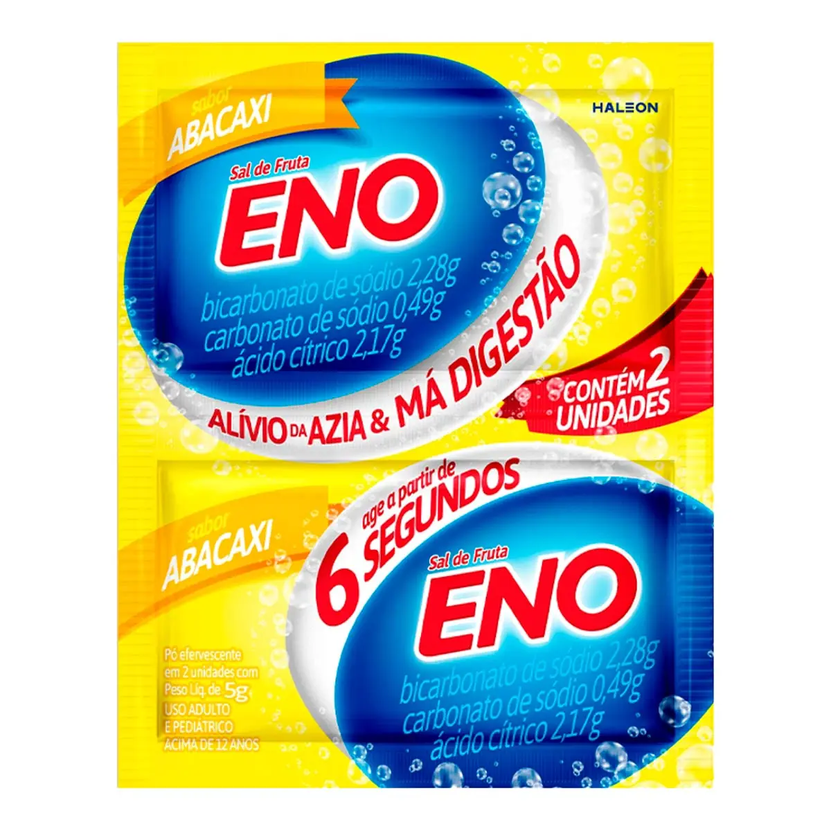 Sal De Fruta Abacaxi Eno Envelope 2 Unidades 5g Cada Pó Efervescente