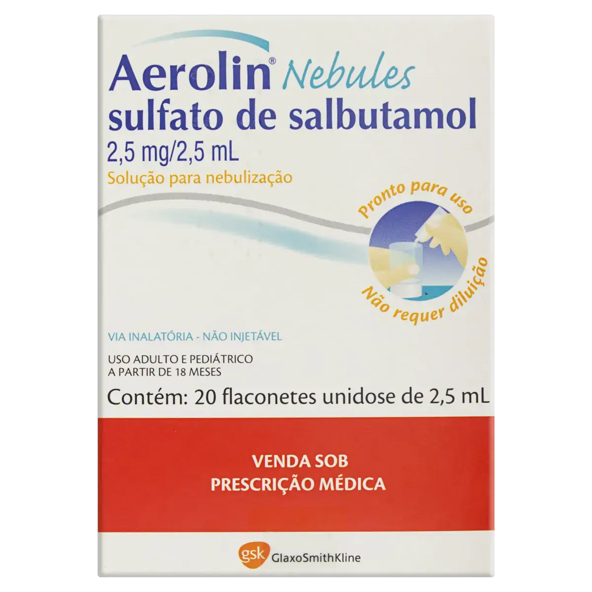 Aerolin Nebules 2,5mg/2,5ml Gsk Caixa 20 Flaconetes