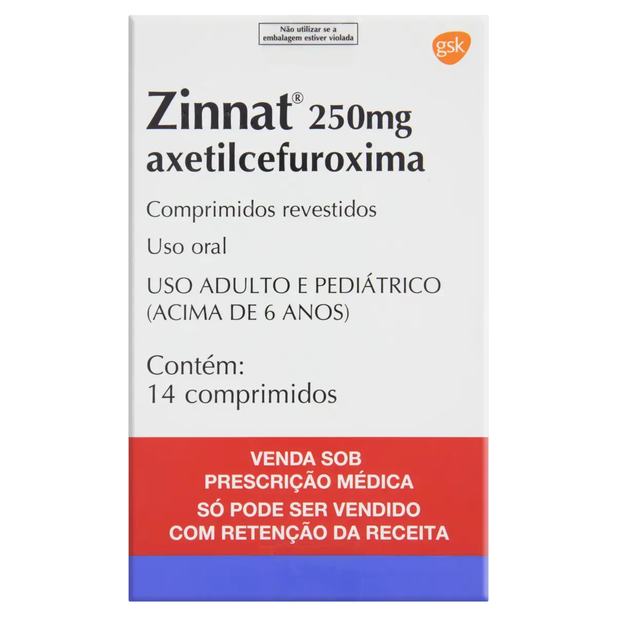 Zinnat 250mg Gsk Caixa 14 Comprimidos Revestidos