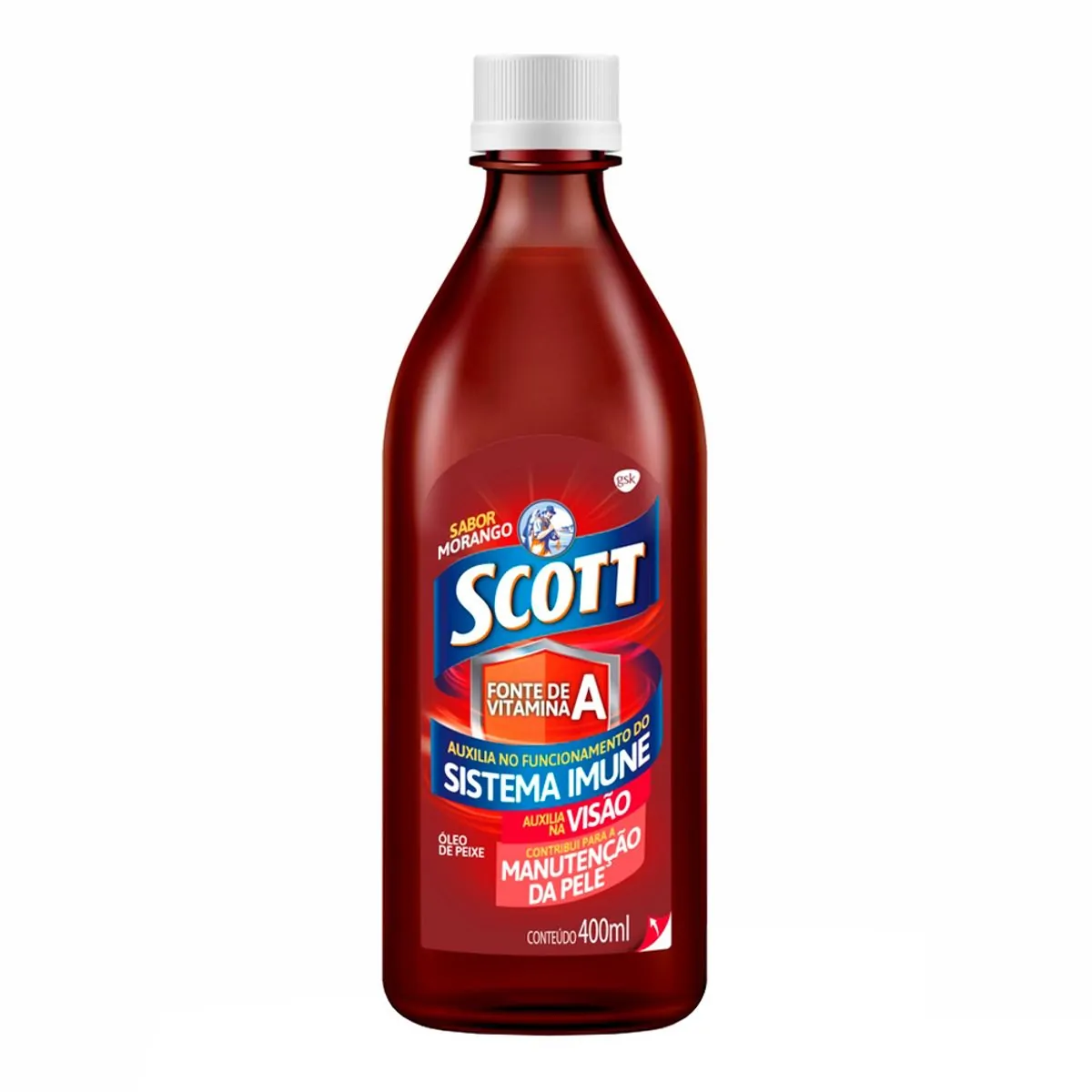 Scott Suplemento alimentar em emulsão de Vitaminas A e D Sabor Morango Frasco com 400ml