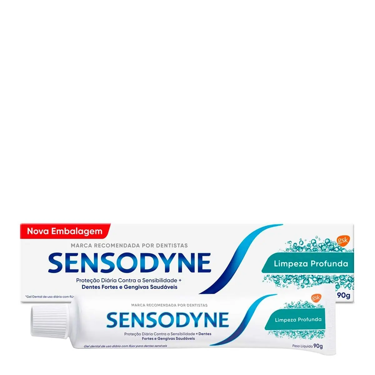 Sensodyne Limpeza Profunda Creme Dental para Sensibilidade nos Dentes 90g