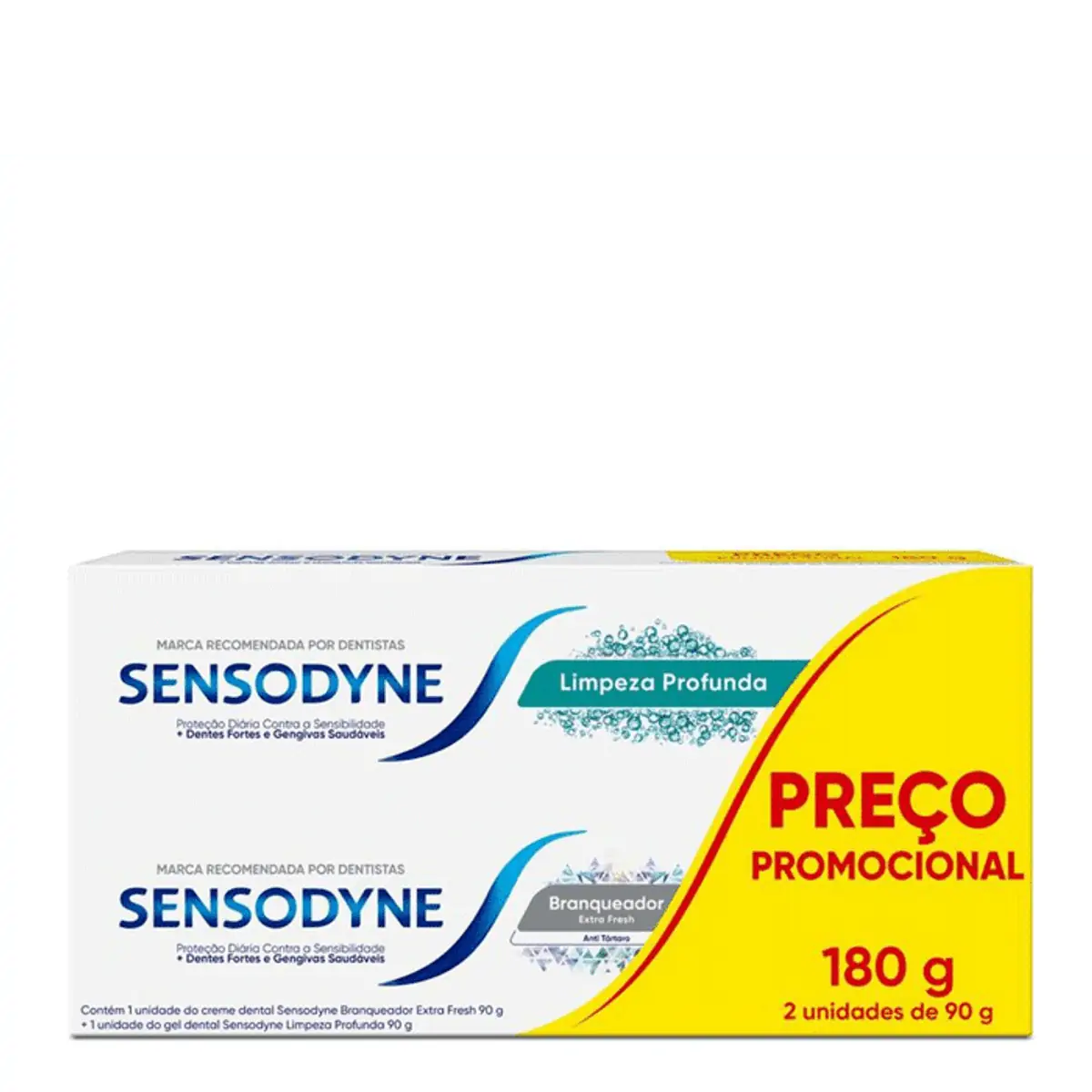 Sensodyne Kit Creme Dental Sensodyne Branqueador Extra Fresh 90g com 50% de desconto no Limpeza Profunda 90g para Dentes Sensíveis