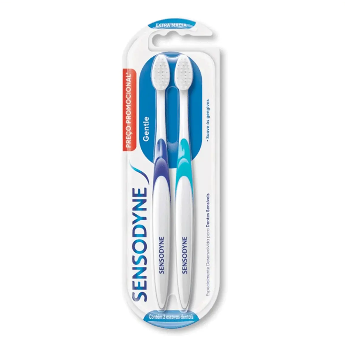 Kit Promocional 2 Escovas Dentais para Dentes Sensíveis Sensodyne Gentle