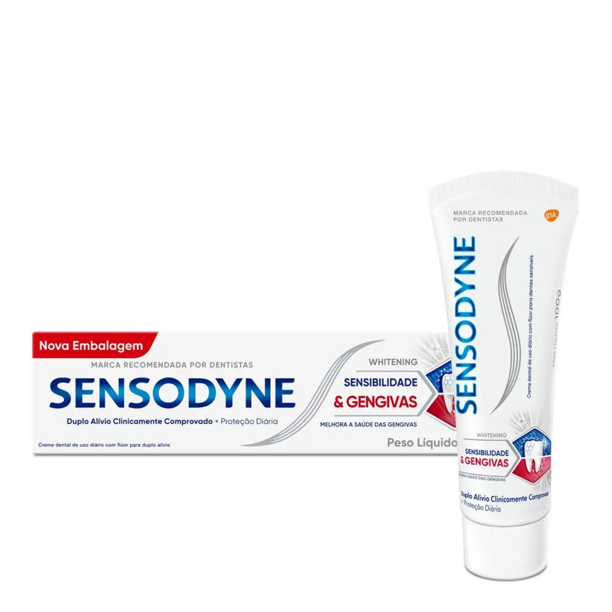 Sensodyne Sensibilidade & Gengivas Whitening Creme Dental para Dentes Sensíveis e Sangramentos na Gengiva com 100g