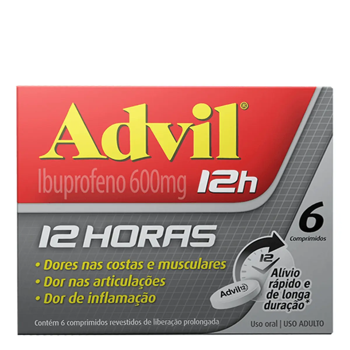 Advil 12H Ibuprofeno 600mg 6 Comprimidos