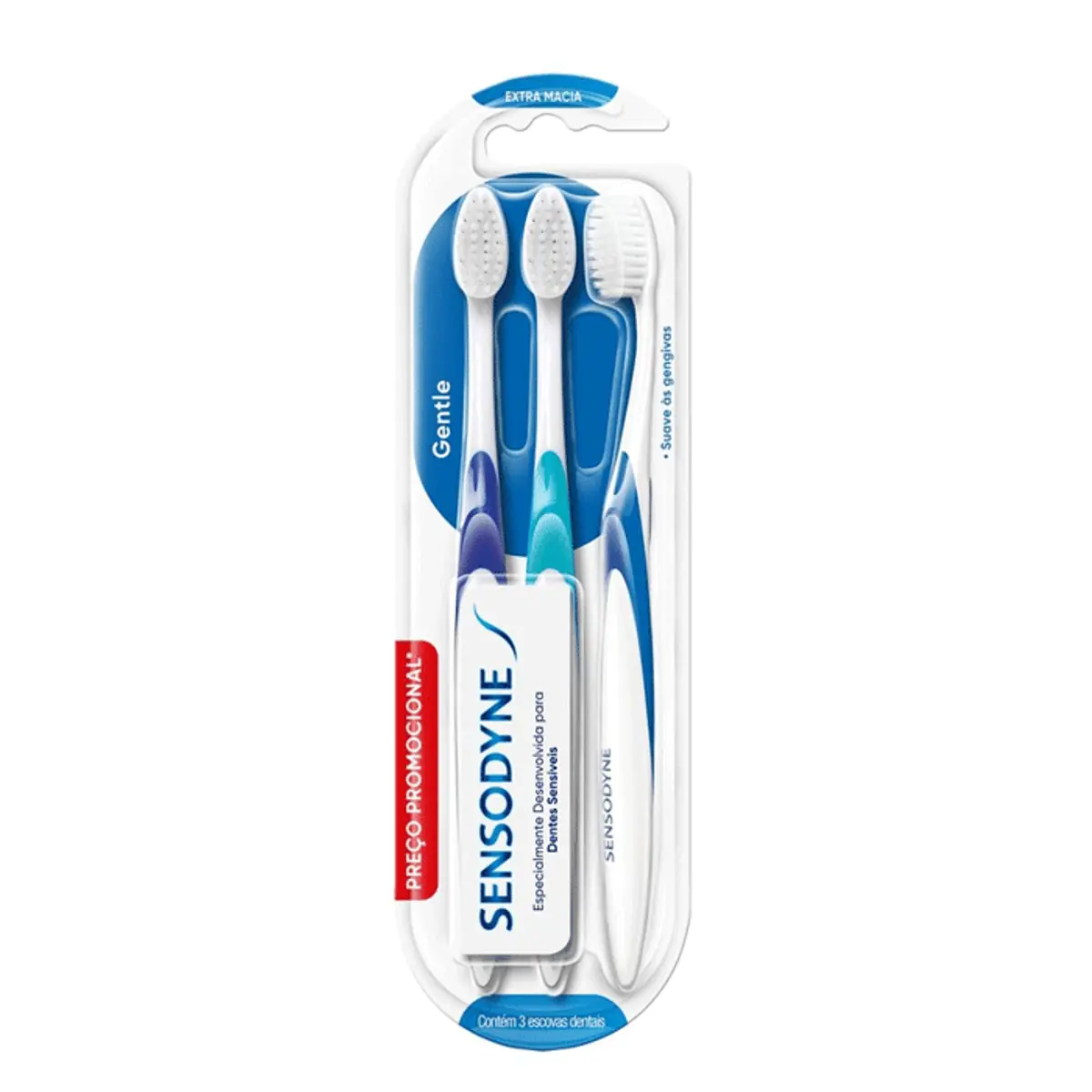 Kit Sensodyne Gentle Escova Dental para Dentes Sensíveis 3 unidades