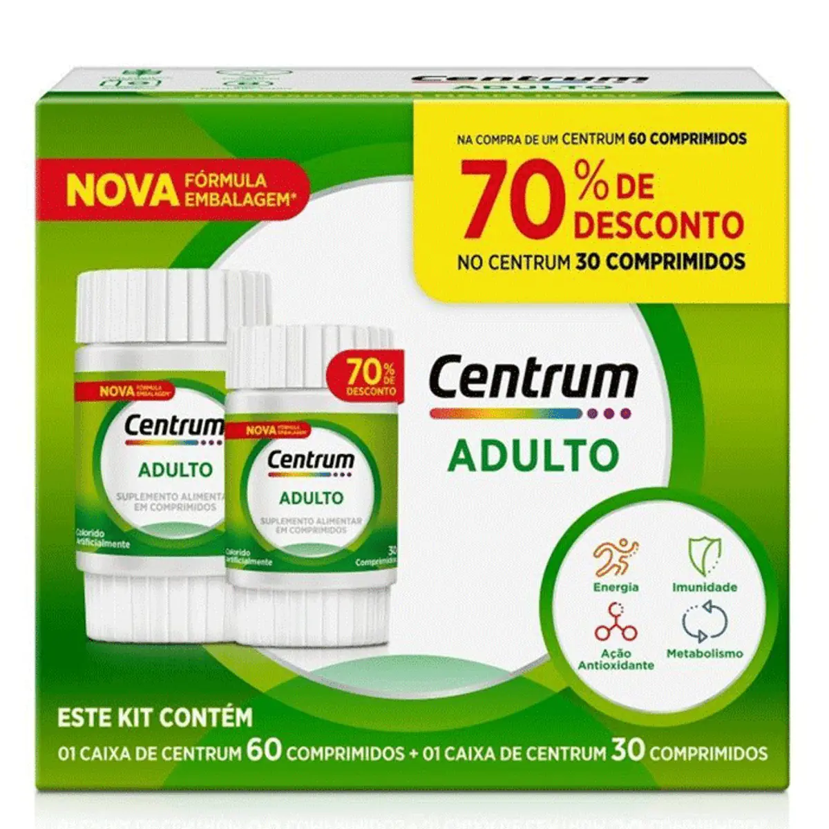 Kit Multivitamínico Centrum Adulto Vitaminas de A a Z 30 + 60 Comprimidos